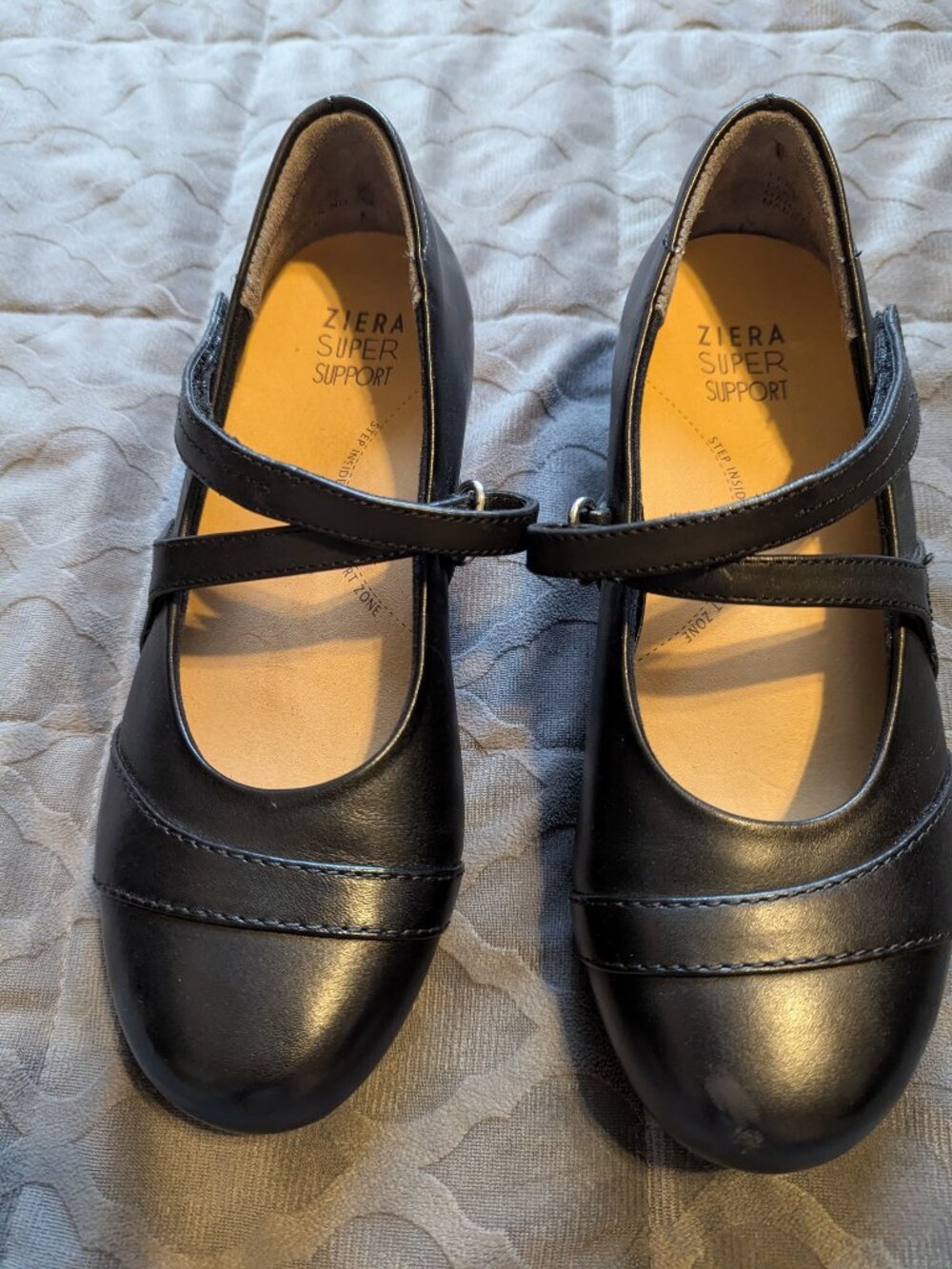 Ziera Xray Black Leather Mary Jane Comfort Flats Super Support EU 36 US 6